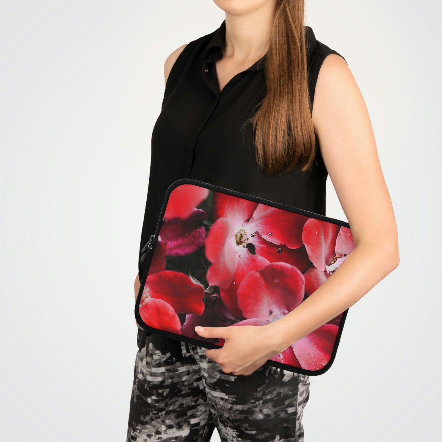 Bright Red Flowers Laptop Sleeve