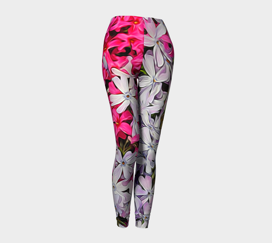 Pink and White Carpet Phlox Leggings