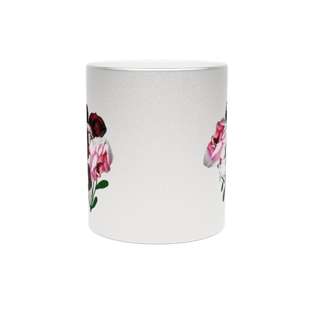 Pink and Red Roses Metallic Mug (Silver\Gold)