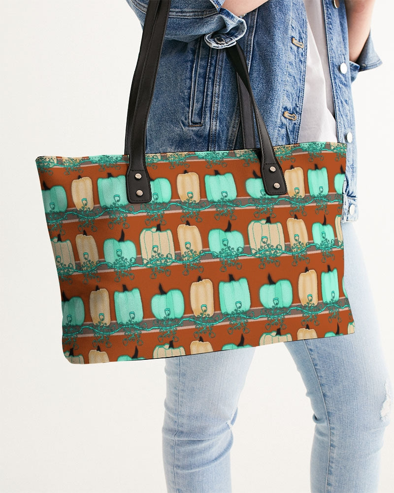 Blue Green Pumpkins Stylish Tote