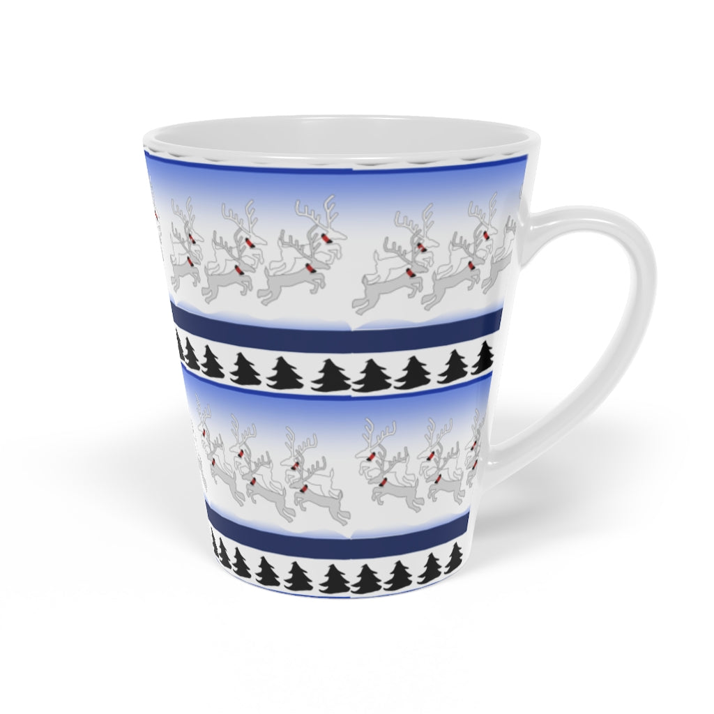 Reindeer Sweater Pattern Latte Mug, 12oz