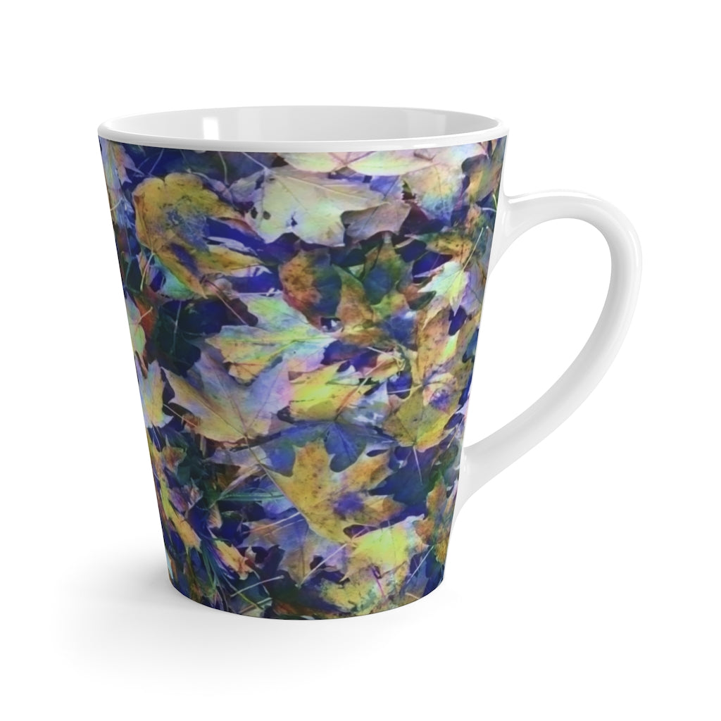 Late October Leaves In Blue Latte mug