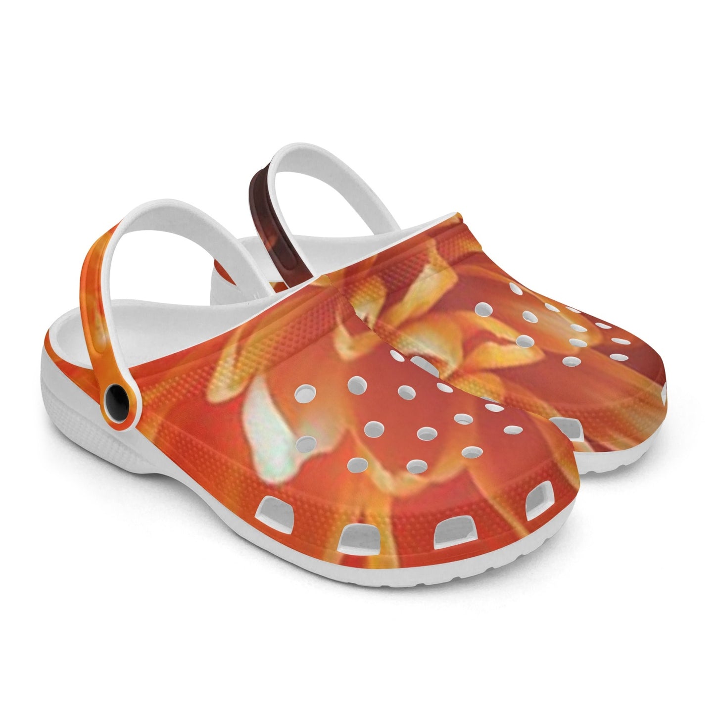 Orange Chrysanthemum 413. All Over Printed Clogs