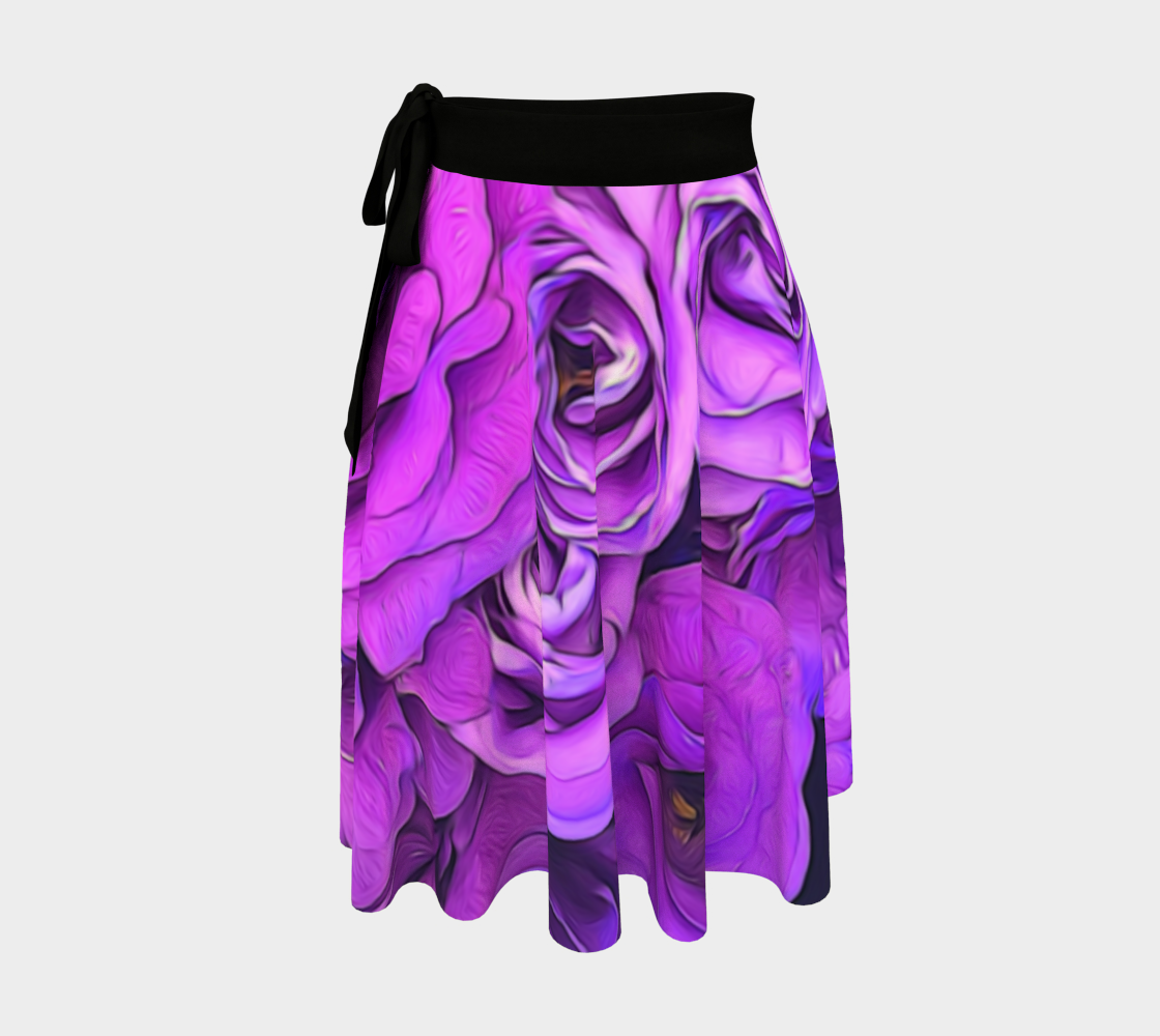 Purple Lisianthus Flowers Wrap Skirt