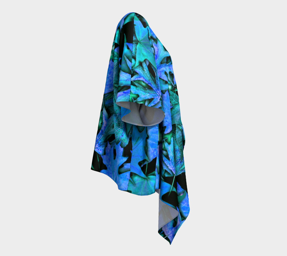 Blue Fall leaves Draped Kimono