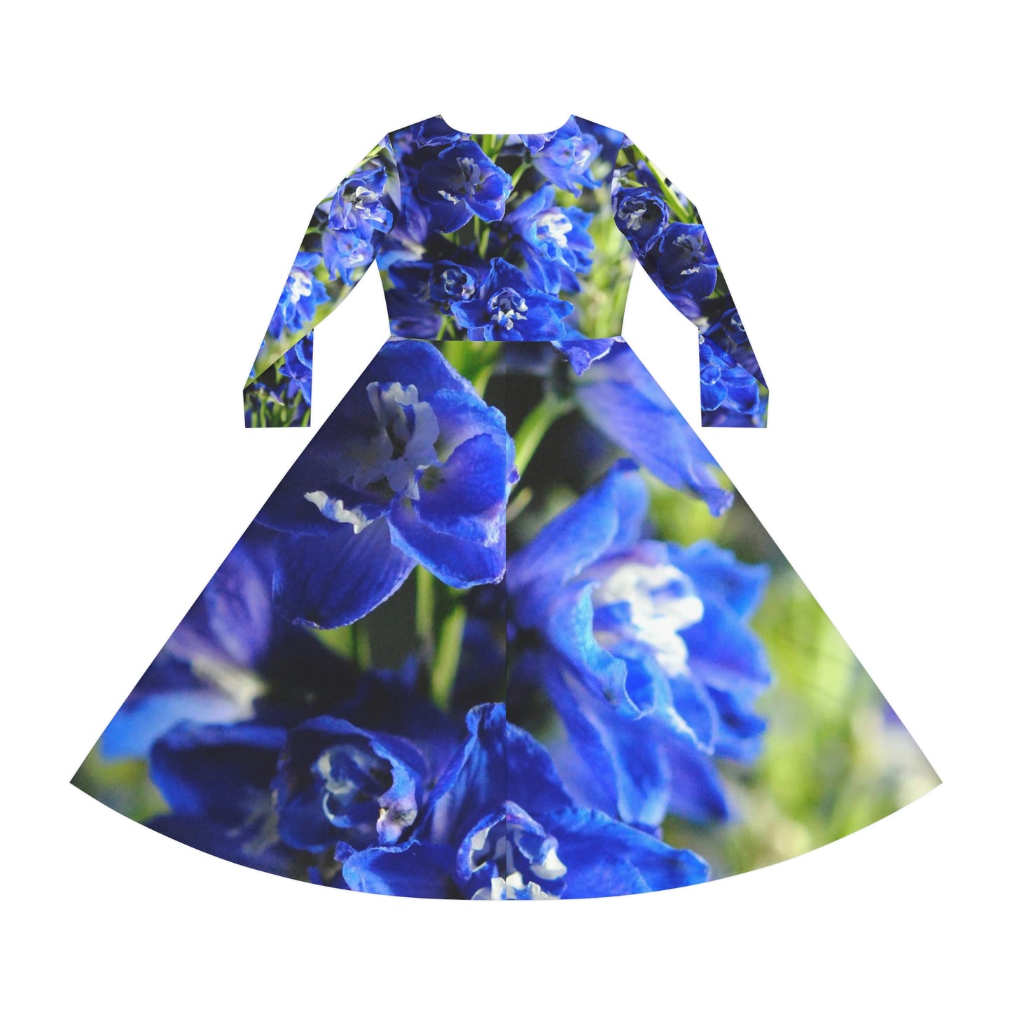 Blue Delphinium Women's Long Sleeve Dance Dress