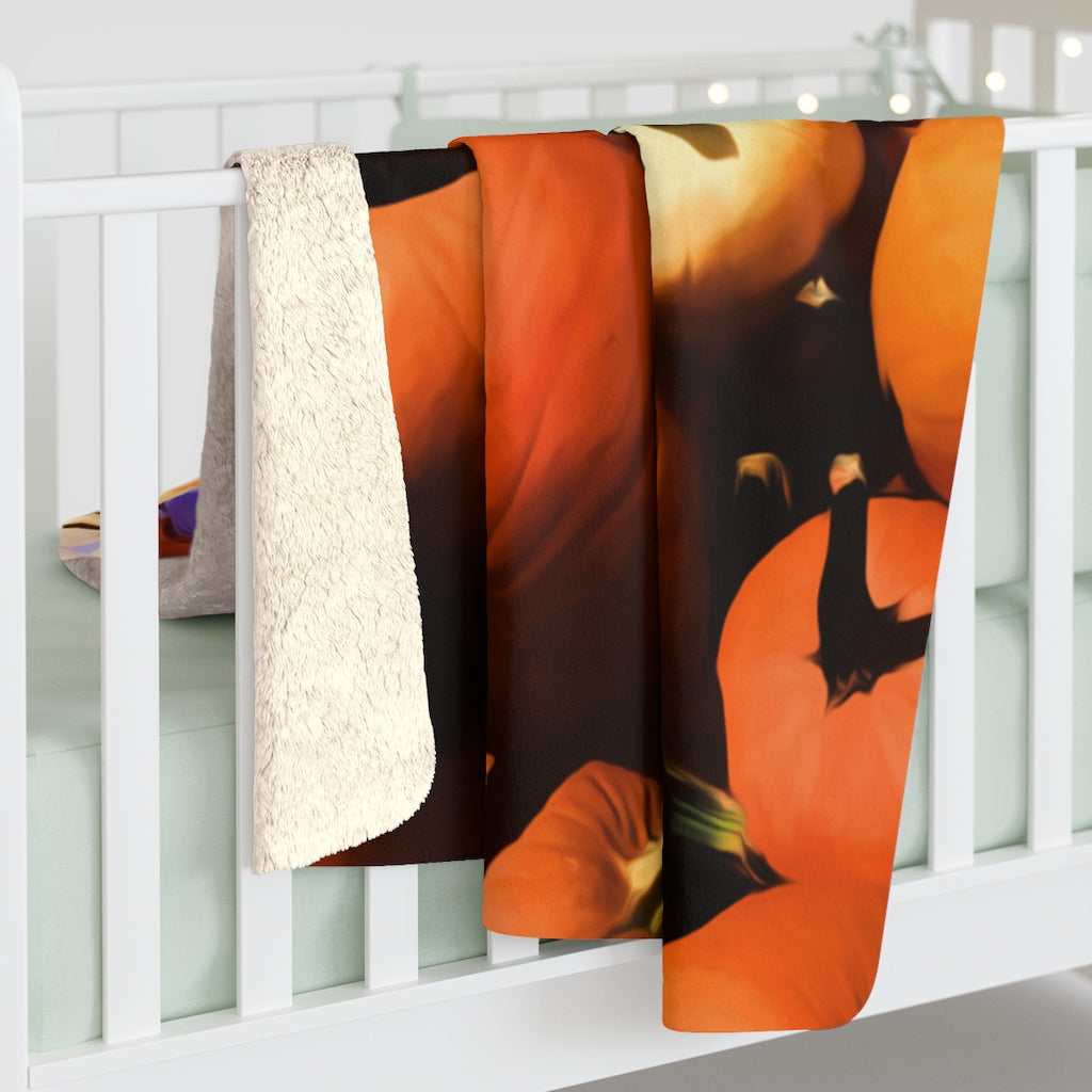 Fall Cart of Pumpkins Sherpa Fleece Blanket