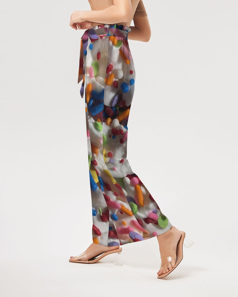 Rainbow Sprinkles On Whipped Cream Women's High-Rise Wide Leg Pants