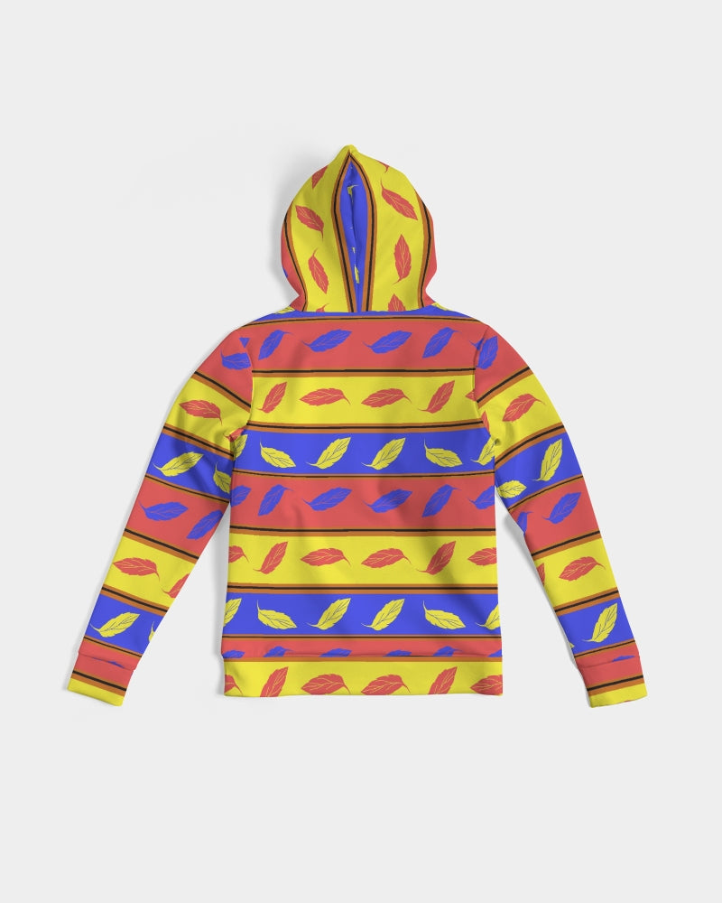 Red Yellow and Blue Leaf Stripes Women's Hoodie