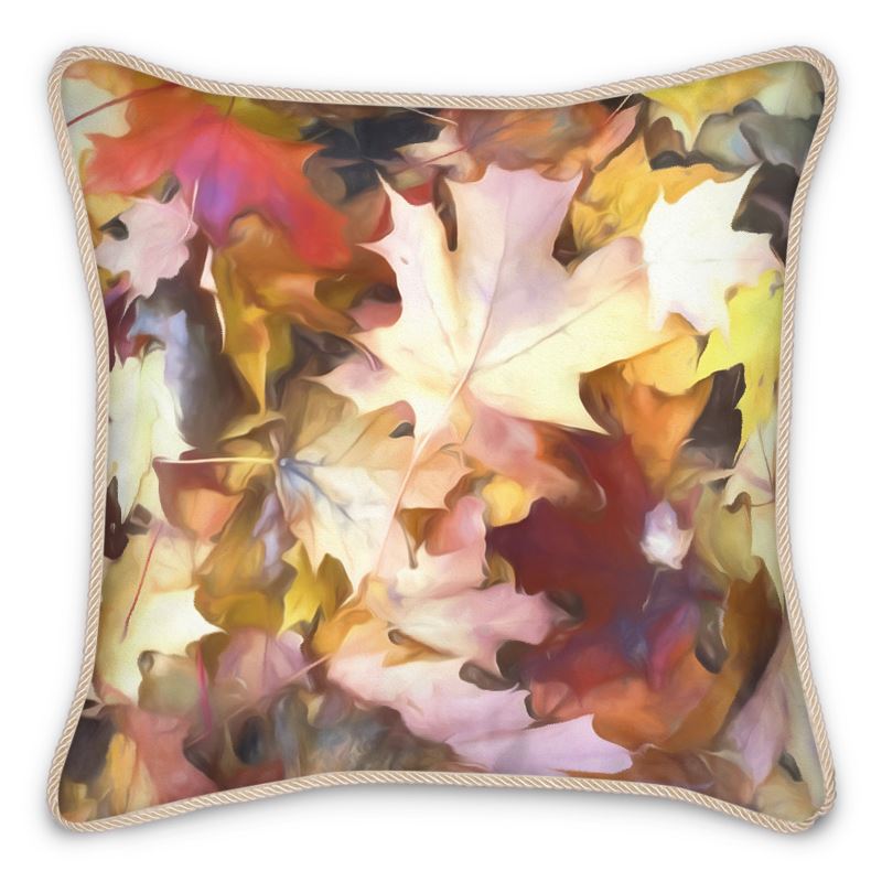 Bright Fall Leaves Silk Cushion