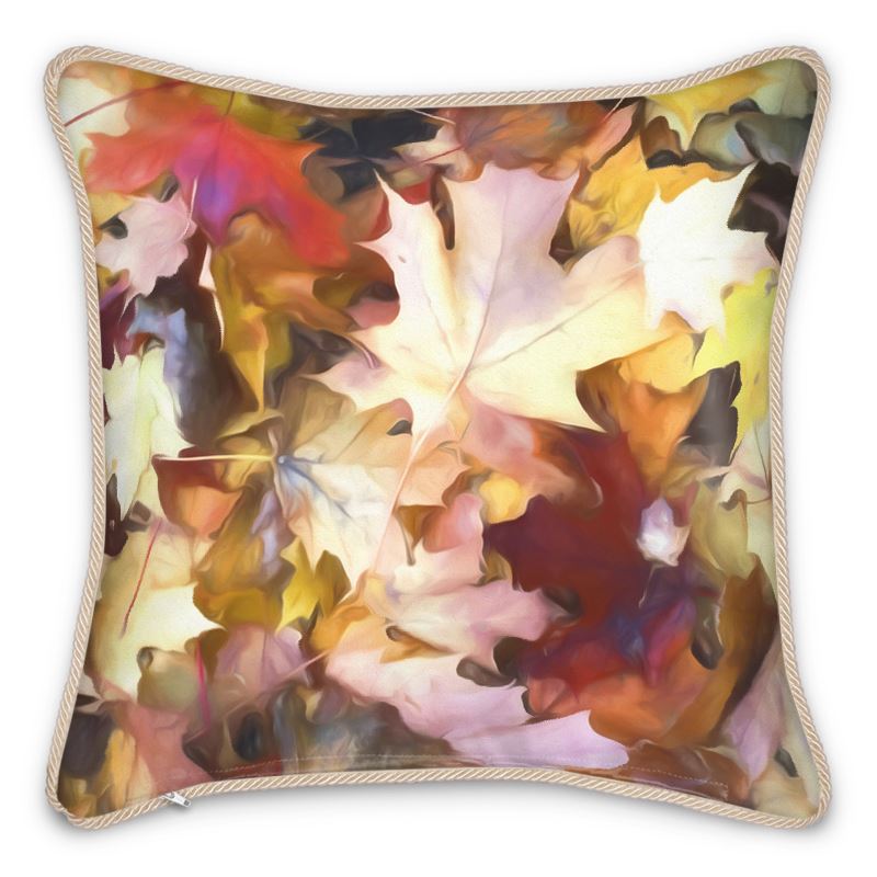 Bright Fall Leaves Silk Cushion