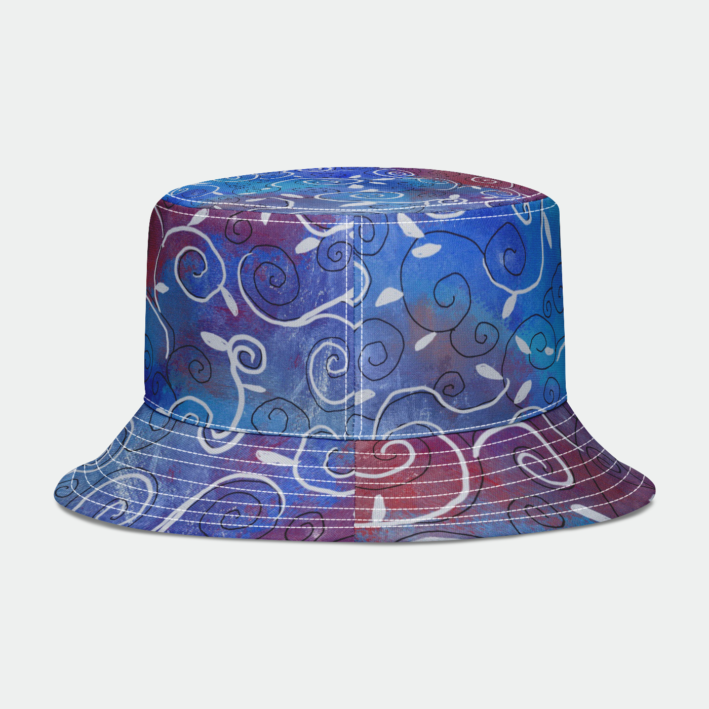 Blue and White Swirls Bucket Hat