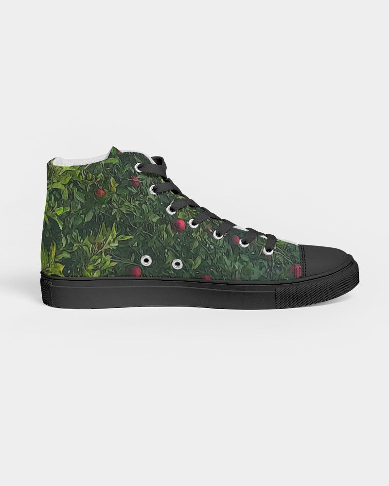 Apple Tree Close Up Women's Hightop Canvas Shoe - Black