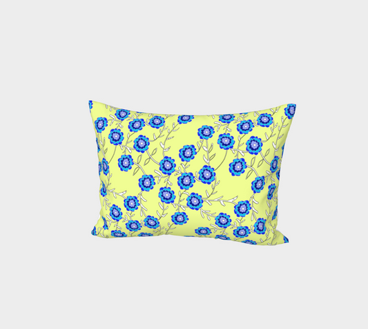 Blue Flowers On Yellow Bed Pillow Sham