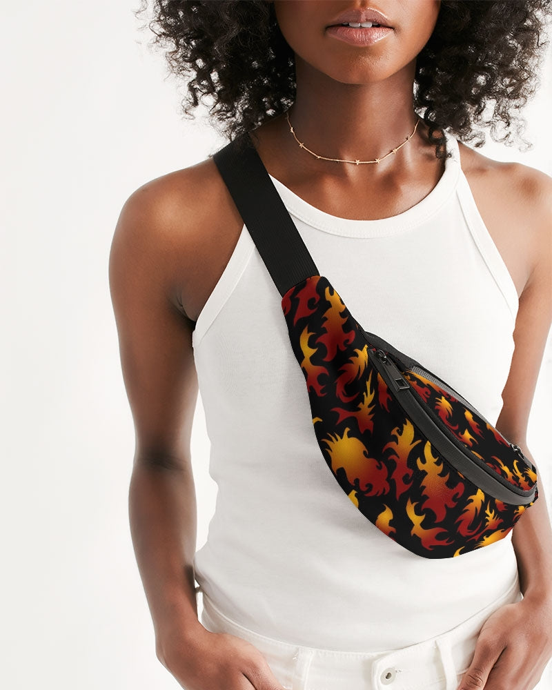 Abstract Flames Pattern  Crossbody Sling Bag