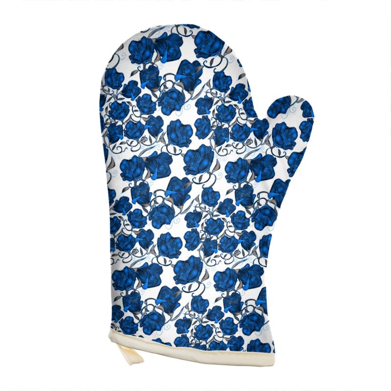 Blue Roses Oven Glove