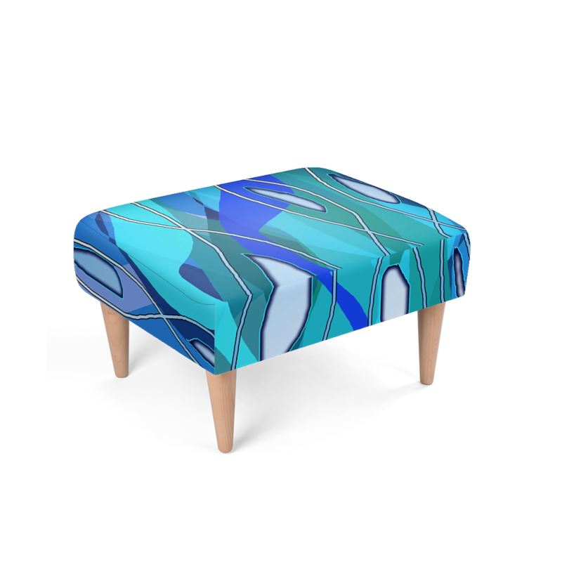 Wavy Blue Abstract Footstool