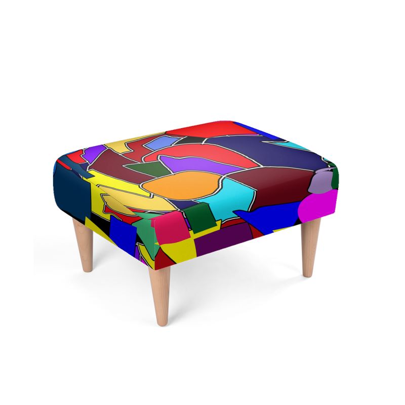 Crazy Color Abstract Footstool