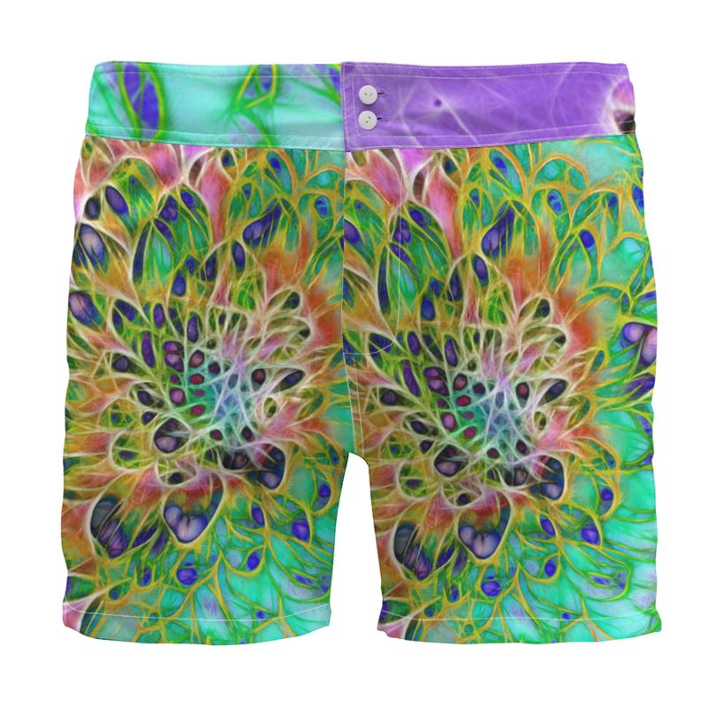 Abstract Peacock Chrysanthemum Board Shorts