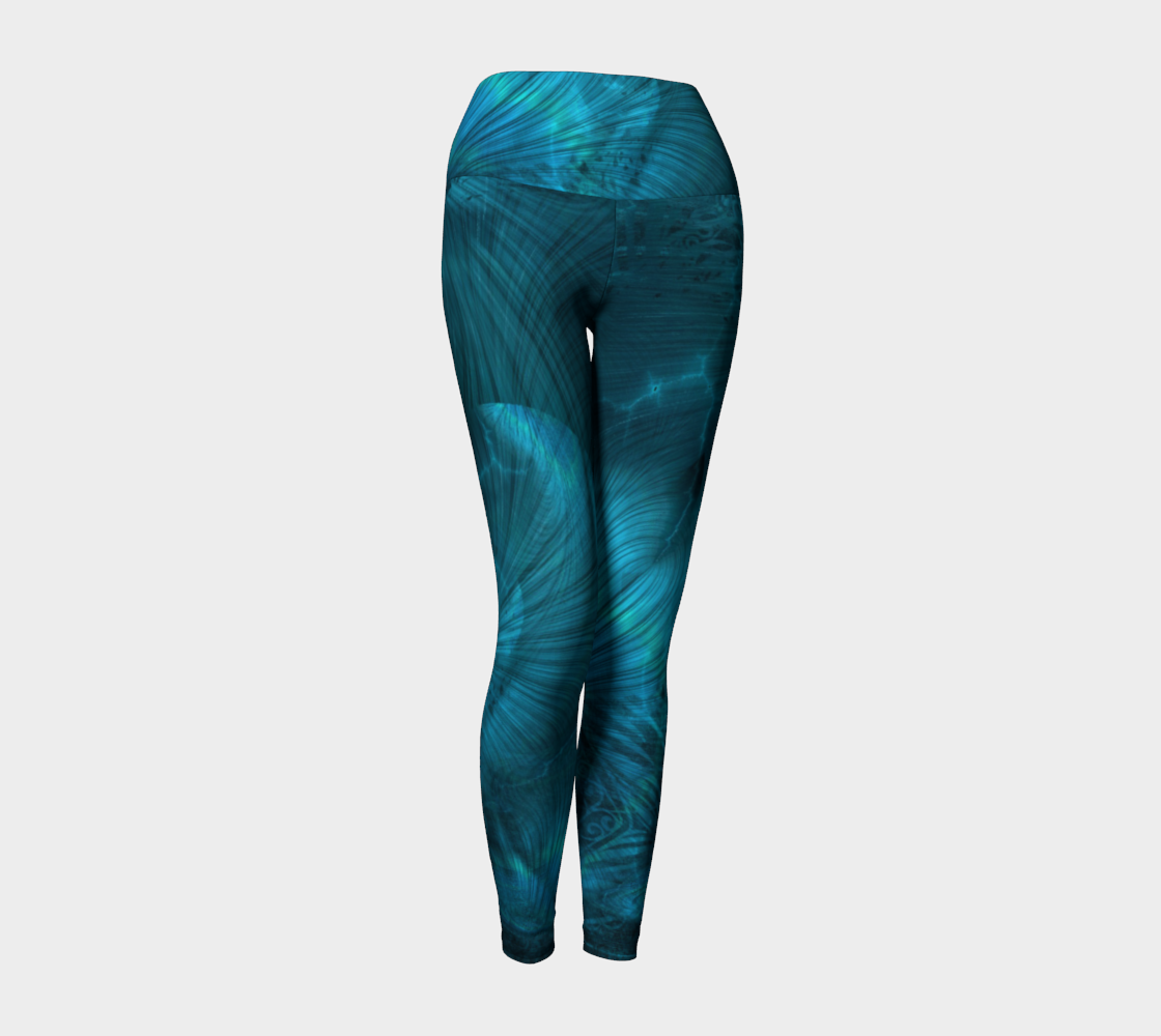 Blue Metallic Fractal Yoga Leggings