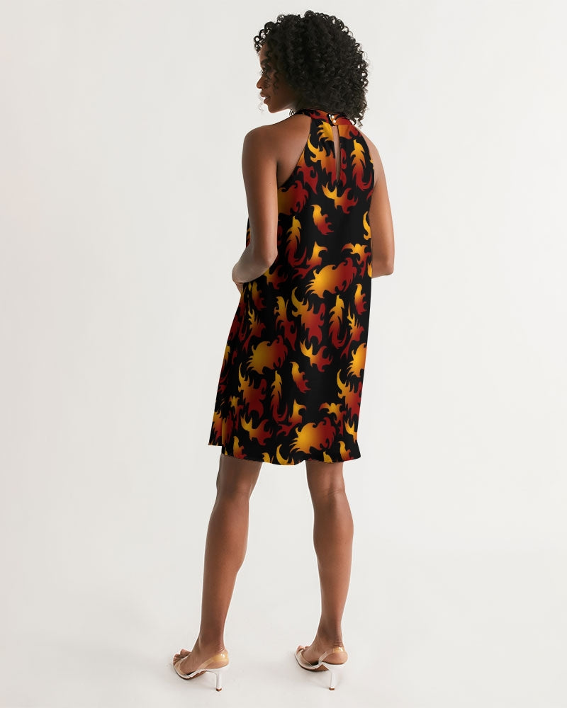 Abstract Flames Pattern  Women's Halter Dress