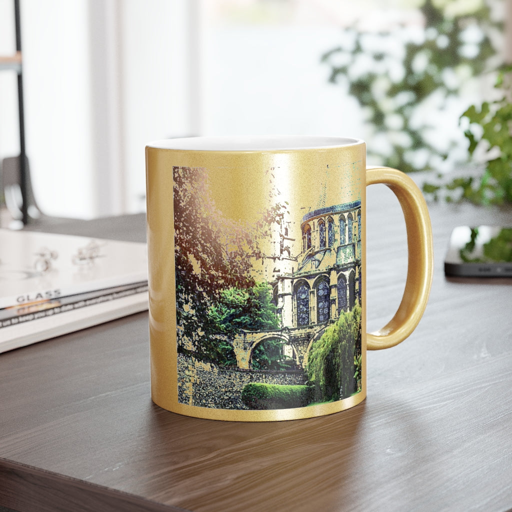 Cathedral In Green Metallic Mug (Silver\Gold)