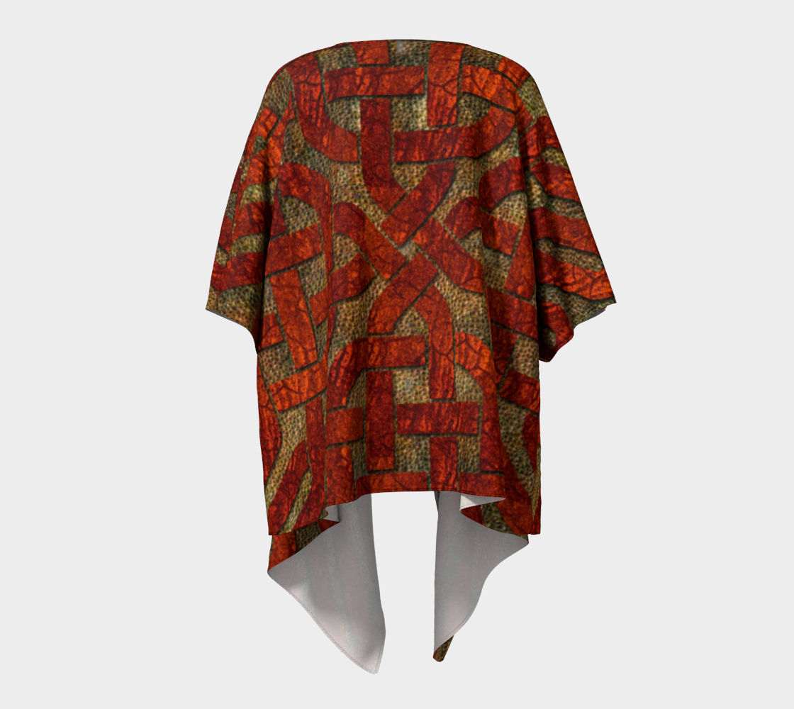 Red Leather Look Celtic Knot Draped Kimono