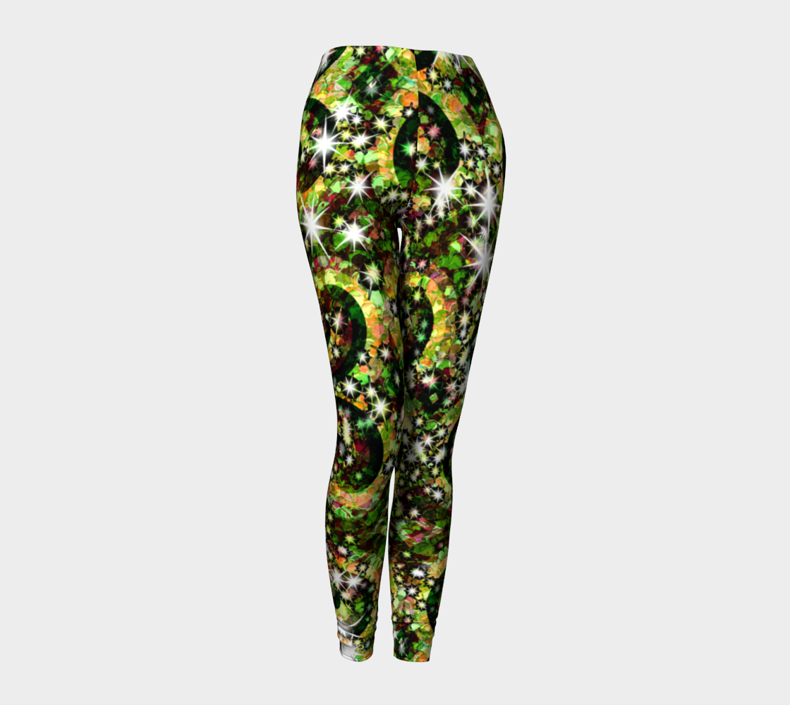 Green Red Sparkle Swirls Leggings