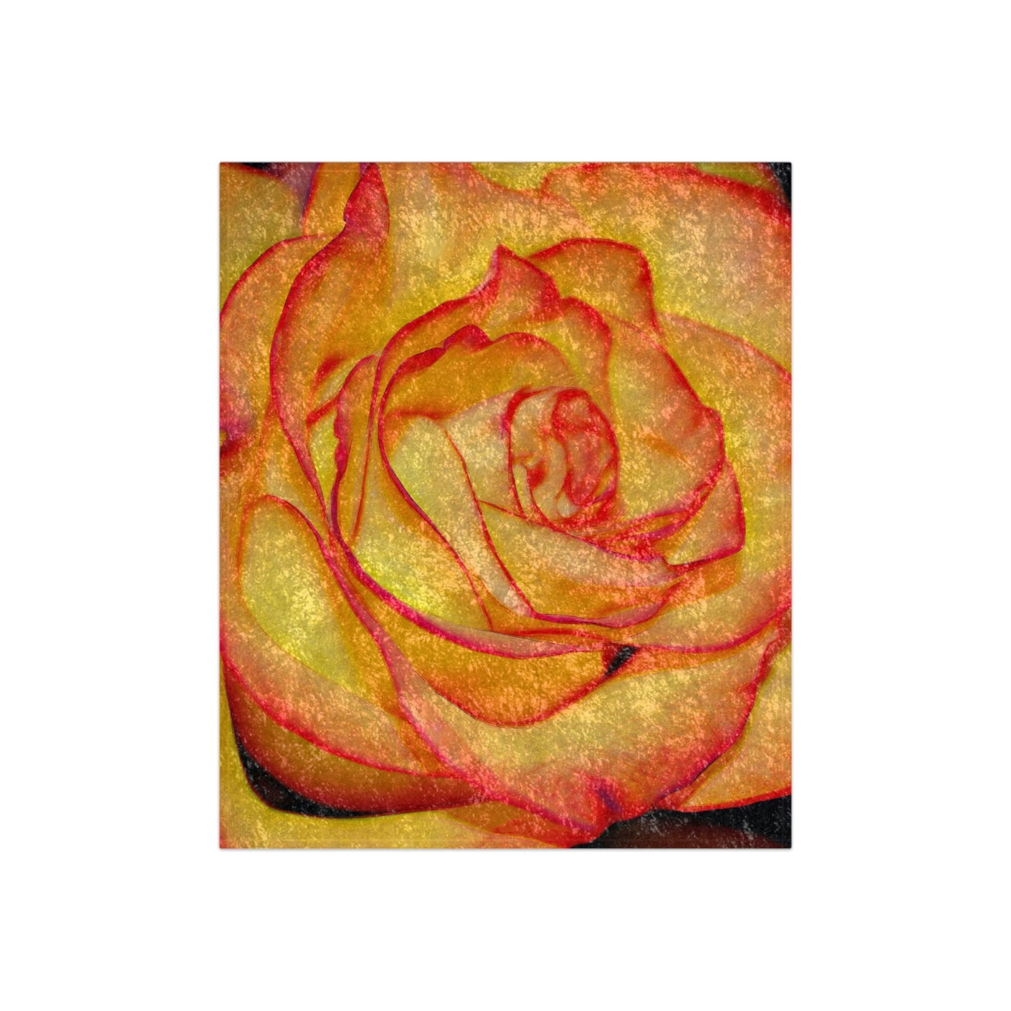 Bright Orange Rose Crushed Velvet Blanket