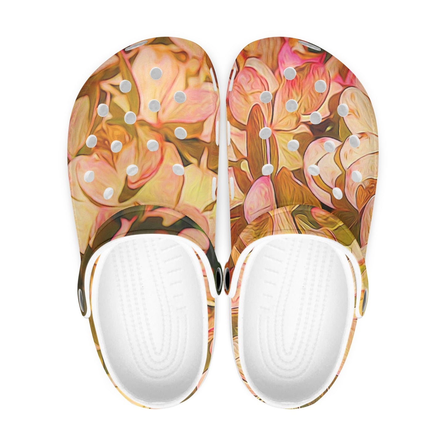 Pink and Cream Hydrangeas 413. All Over Printed Clogs