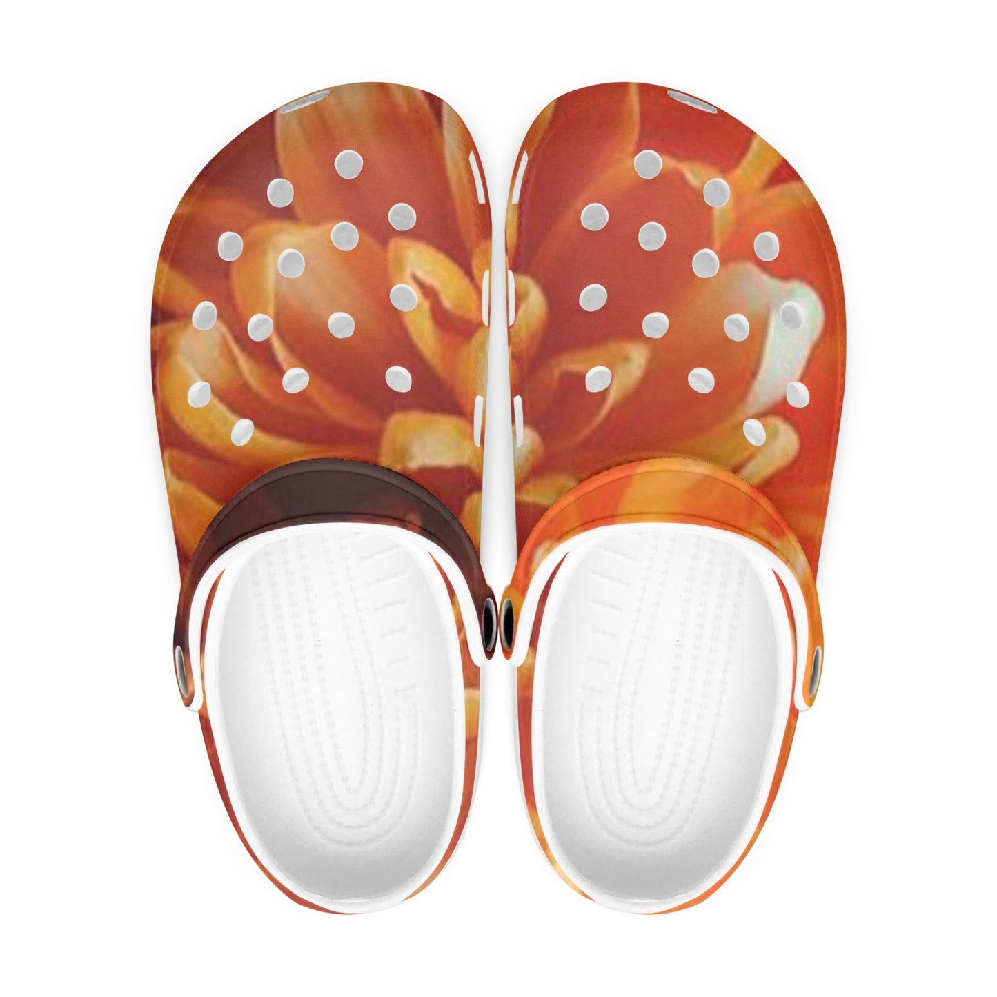 Orange Chrysanthemum 413. All Over Printed Clogs