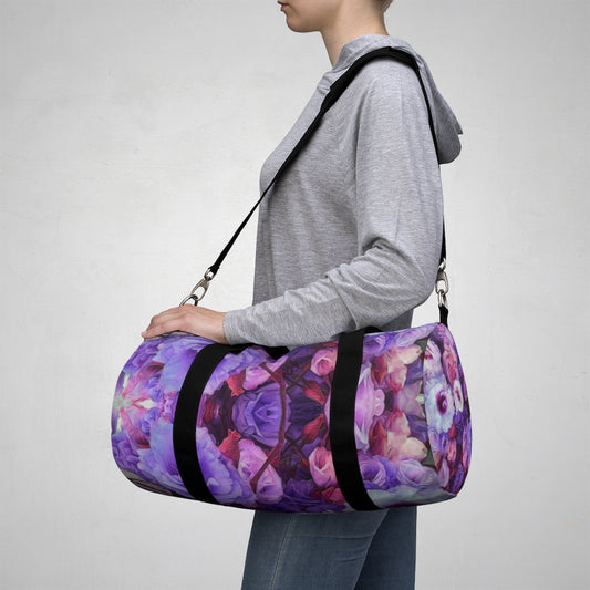 Purple Flower Kaleidoscope Duffel Bag