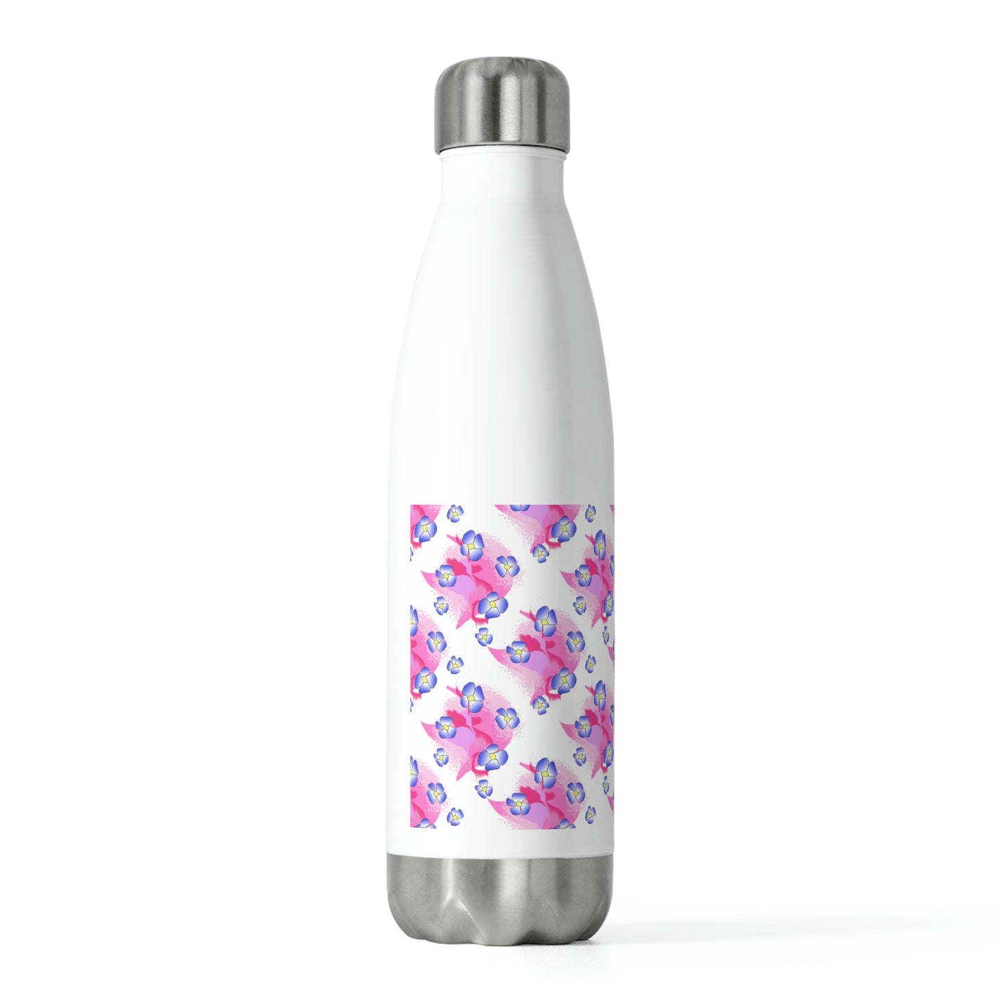 Blue Flowers On Pink 20oz Insulated Bottle