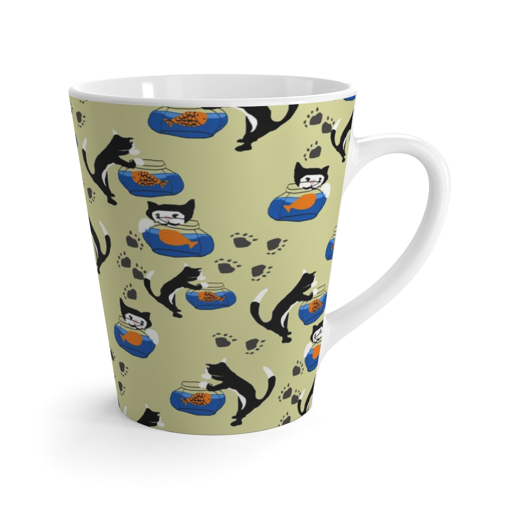 Cat And A Fishbowl Latte mug