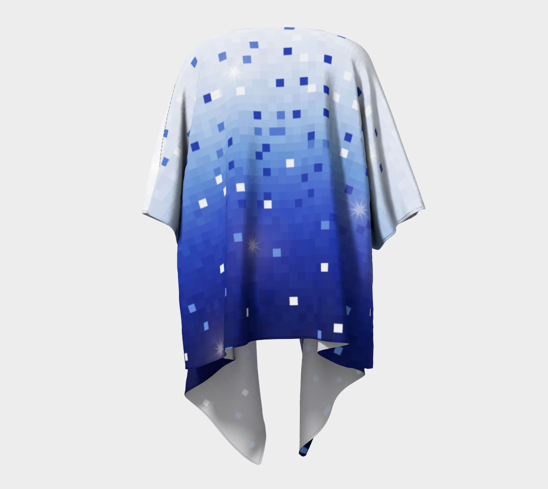 Blue Square Confetti Draped Kimono