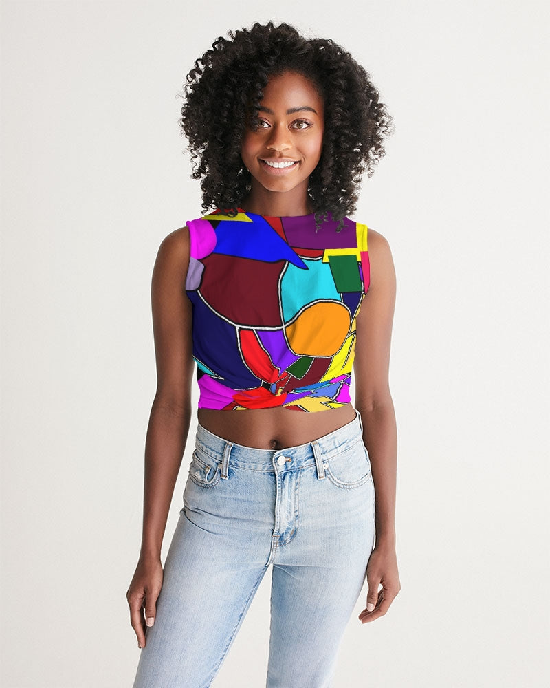 Crazy Color Abstract Women's Twist-Front Tank