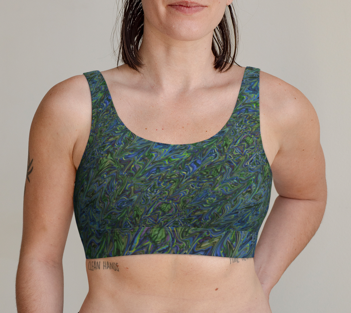 Blue Green Liquid Swirl Scoop Bralette