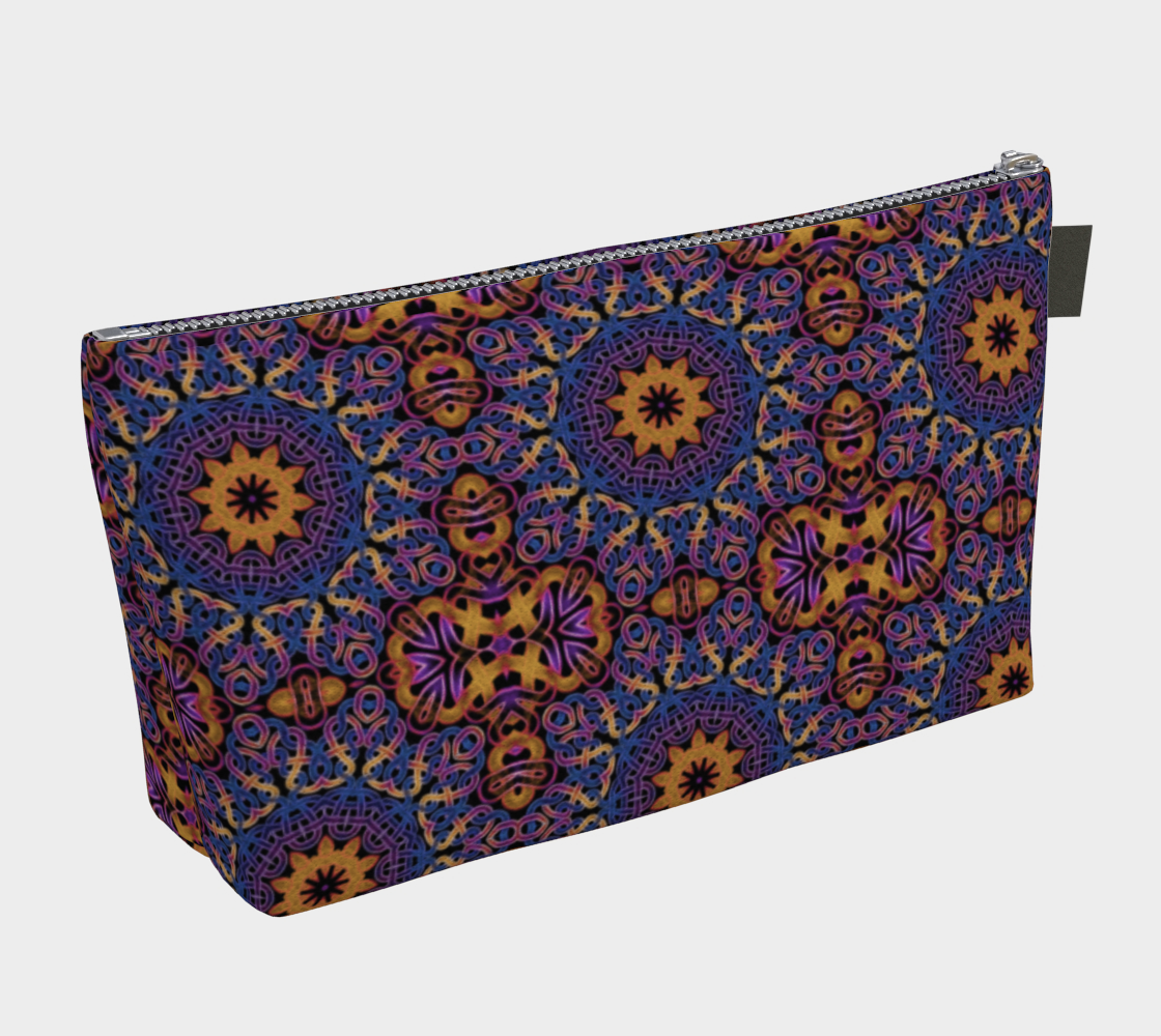 Blue Gold Celtic Kaleidoscope Makeup Bag