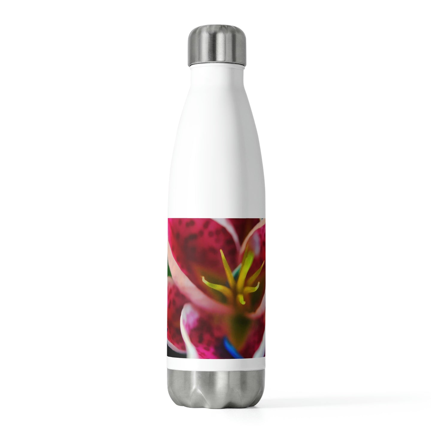 Blue Petals On a Pink and White Lily 20oz Insulated Bottle