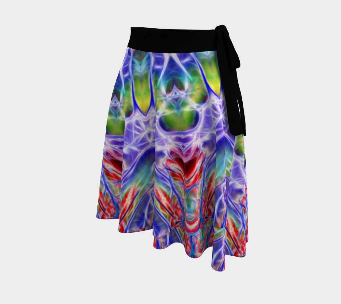 Light Blue and Red Abstract Wrap Skirt