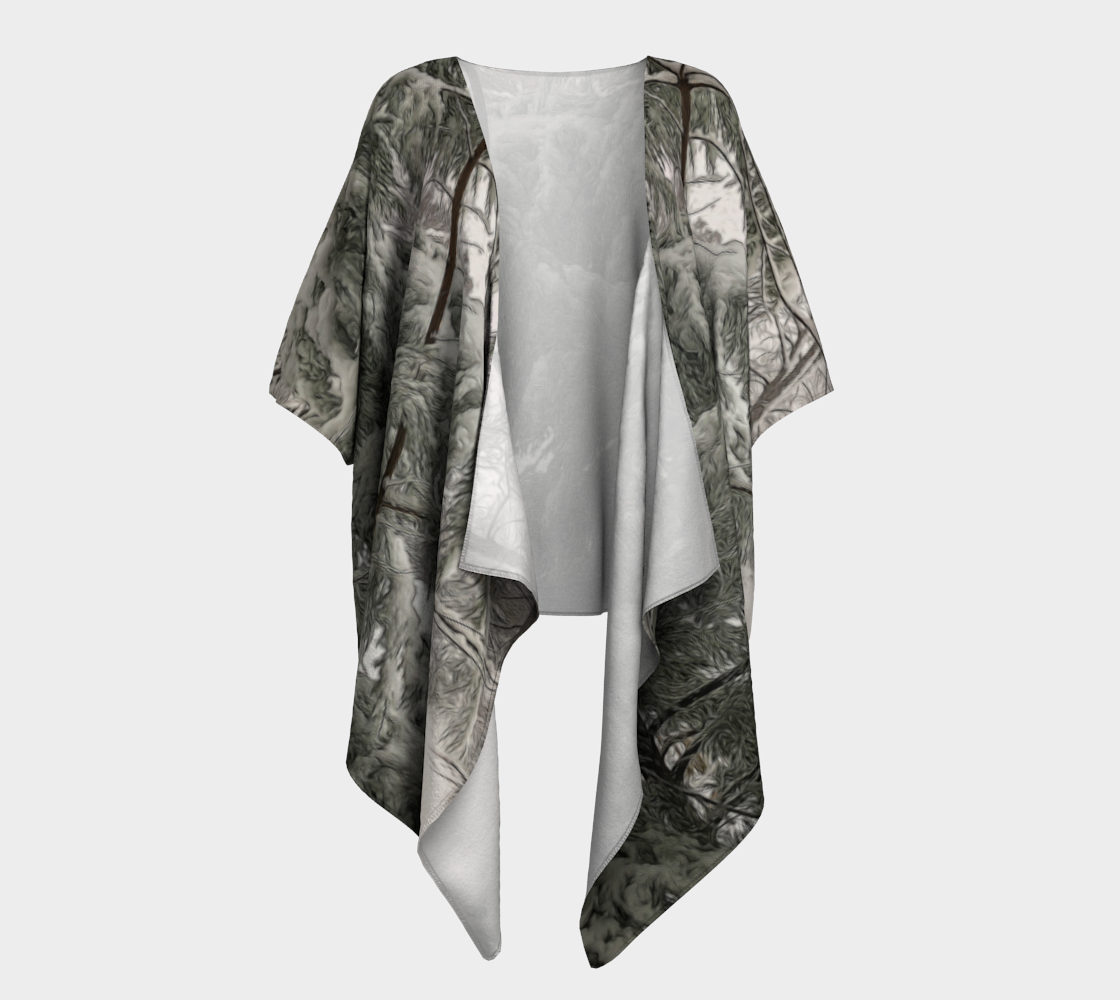 Snow Covered Pine Tree Draped Kimono