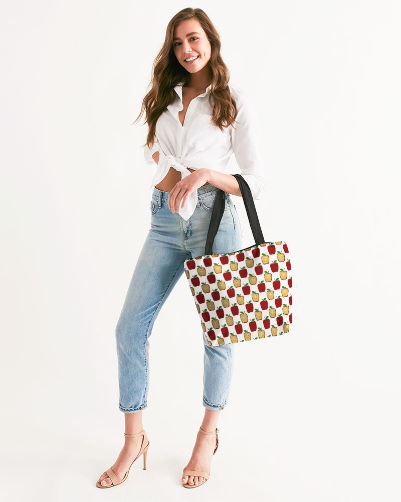 Apple Polkadots Canvas Zip Tote