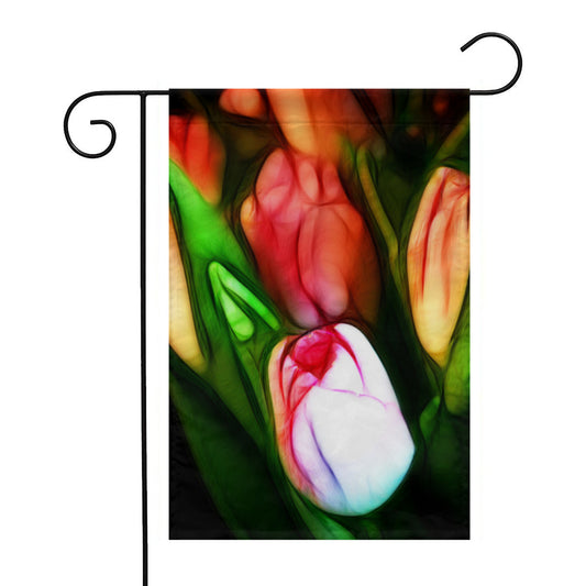 Abstract Pink Tulips Garden Flag