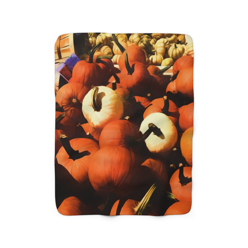 Fall Cart of Pumpkins Sherpa Fleece Blanket