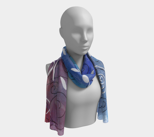 Blue and White Swirls Long Scarf