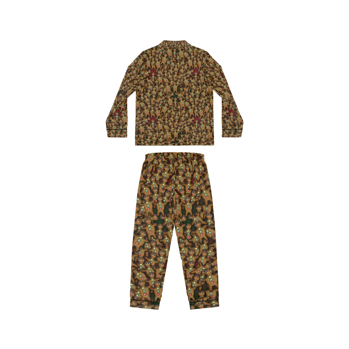 Gingerbread Cookie Pattern Women's Satin Pajamas (AOP)
