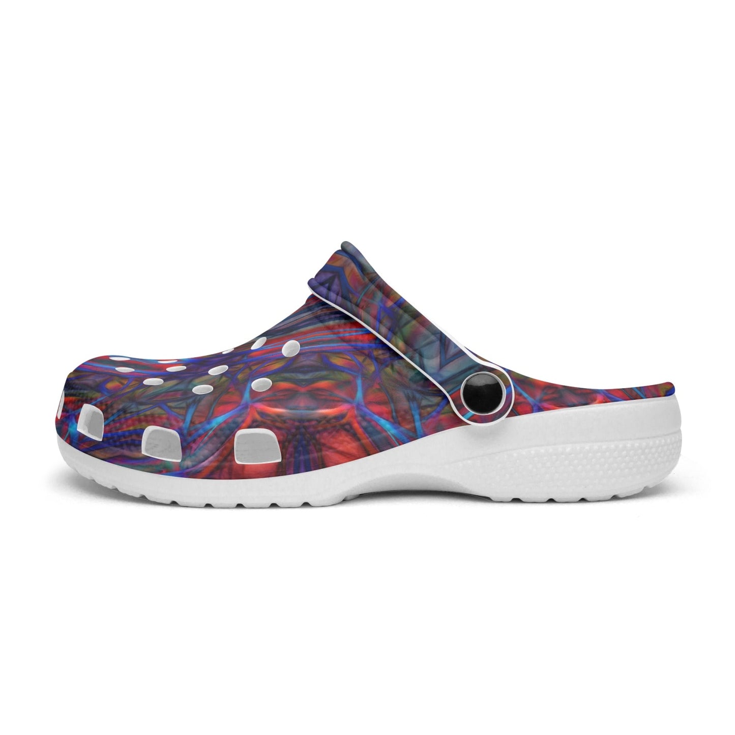 Dark Red and Blue Kaleidoscope 413. All Over Printed Clogs