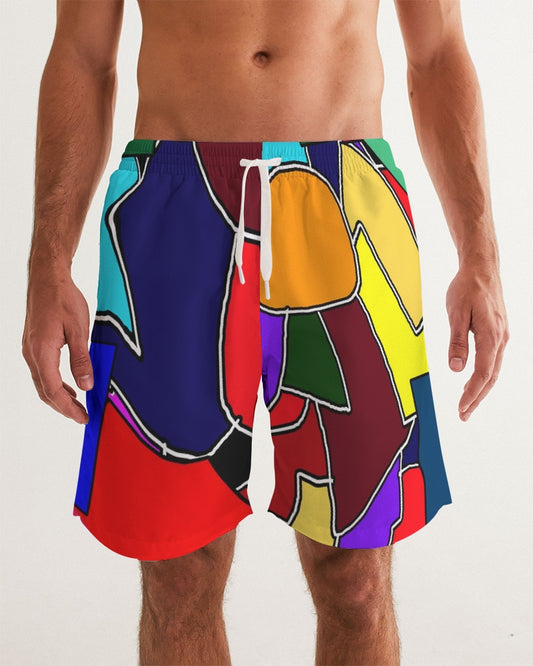 Crazy Color Abstract Men's Swim Trunk