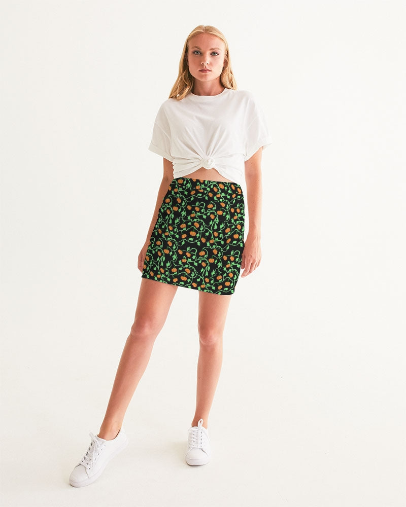 Pumpkin and Vines Patttern Women's Mini Skirt