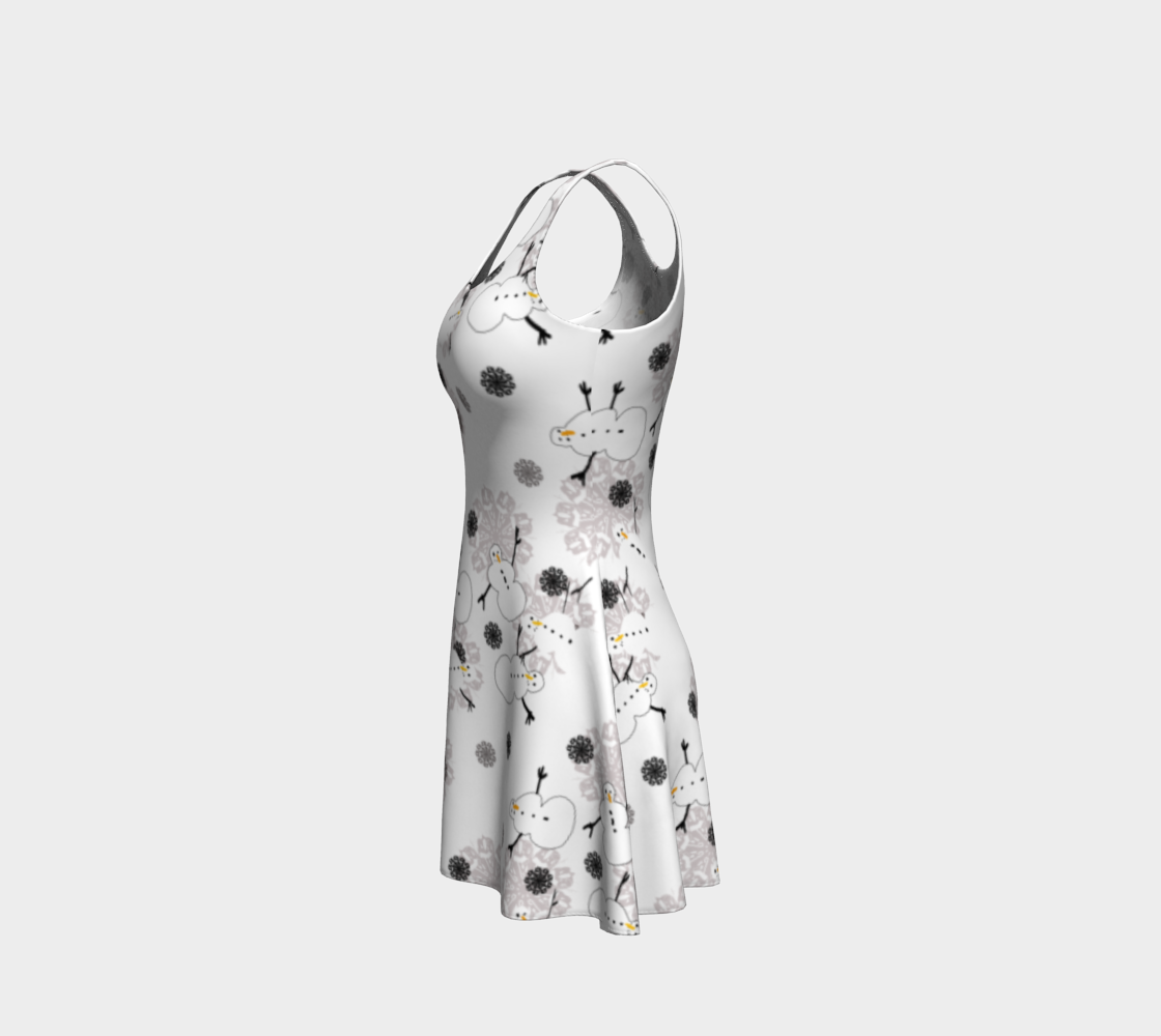 Snowman Pattern Flare Dress